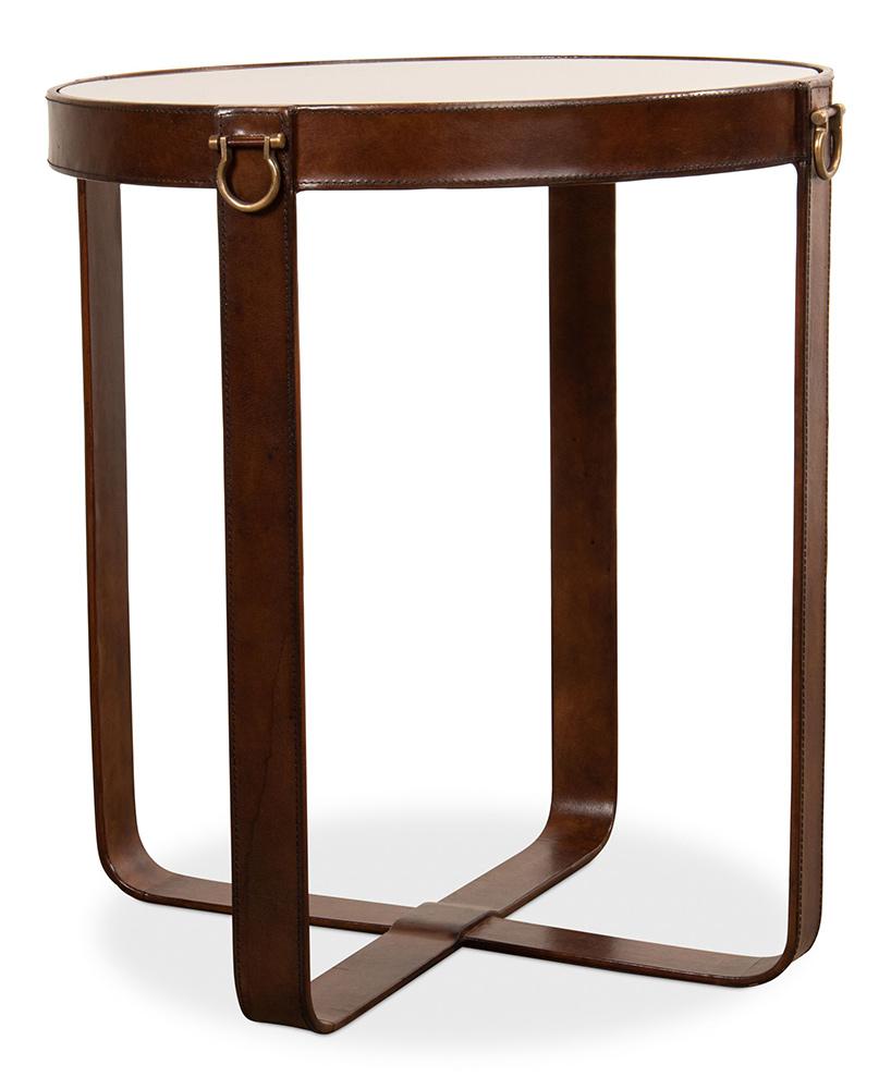 Sarreid Ltd - Leather Harness Table - Brown - 29055 veiw 1