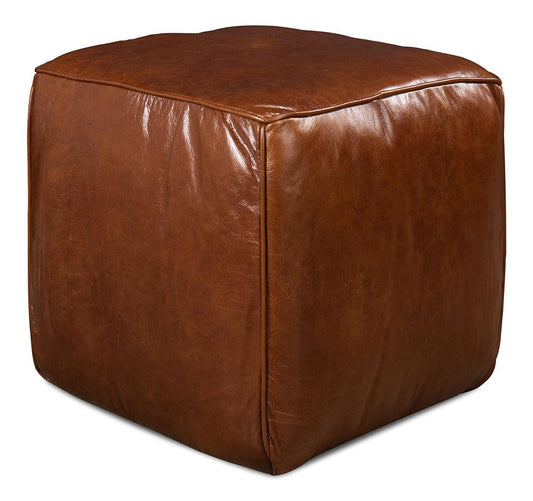 Sarreid Ltd - Leather Sitting Cube - Brown - 29340 veiw 1
