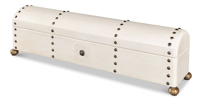 Sarreid Ltd - Leather Telescope Box - Ivory - 40584 veiw 1