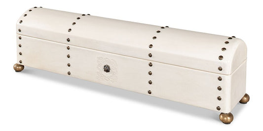 Sarreid Ltd - Leather Telescope Box - Ivory - 40584 veiw 1