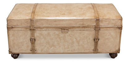Sarreid Ltd - Leather Trunk/Bench, Pearl Leather - 40512 veiw 1