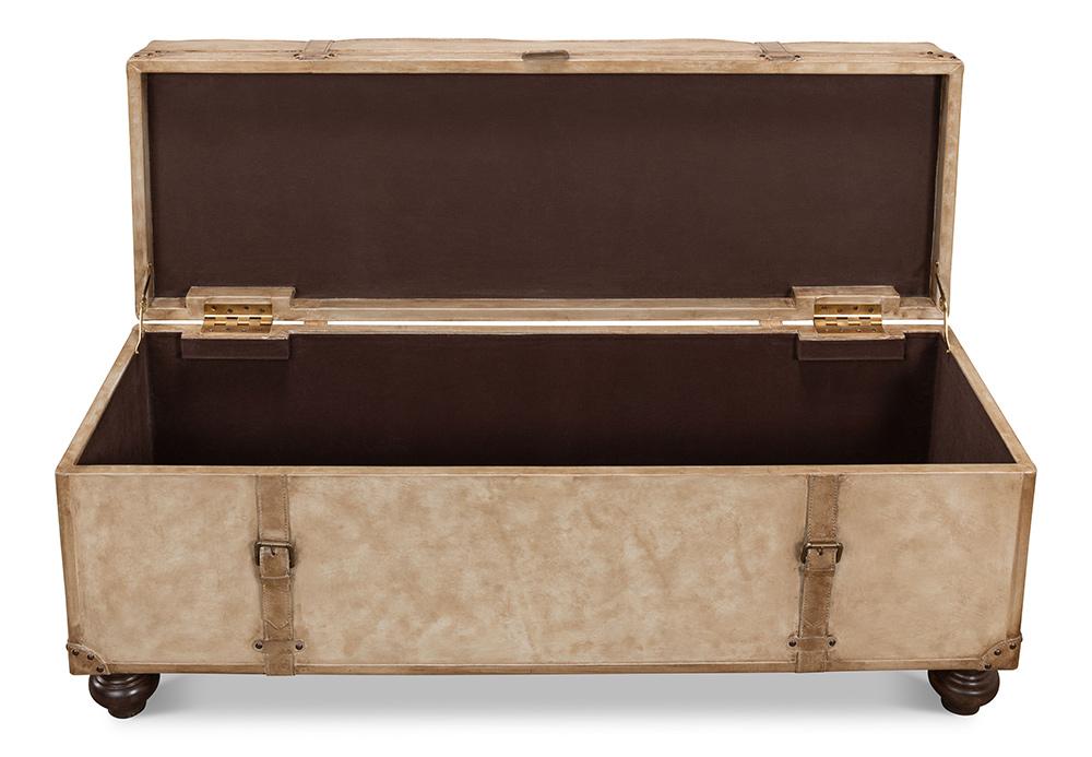 Sarreid Ltd - Leather Trunk/Bench, Pearl Leather - 40512 veiw 2