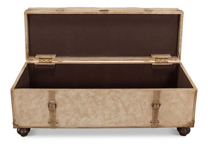 Sarreid Ltd - Leather Trunk/Bench, Pearl Leather - 40512 veiw 2