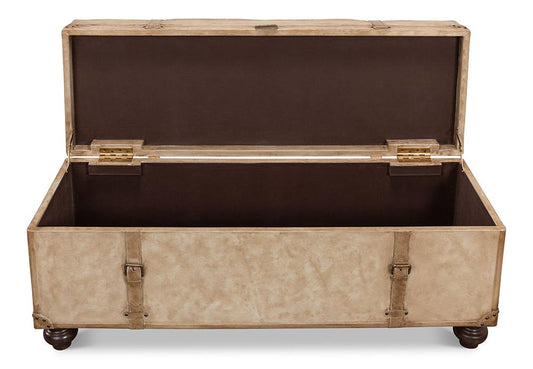 Sarreid Ltd - Leather Trunk/Bench, Pearl Leather - 40512 veiw 2