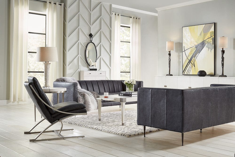 Sarreid Ltd - *Lexington Sofa Nottinghill Grey Leather in Grey - 40926 view 9