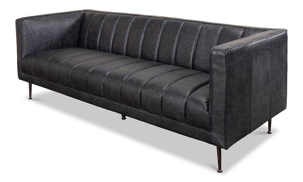 Sarreid Ltd - Lexington Sofa Nottinghill Grey Leather - 40926 veiw 1