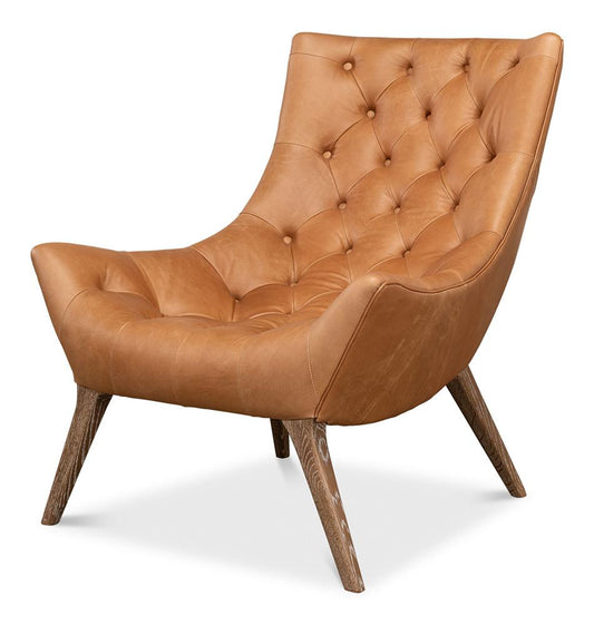Sarreid Ltd - Lola Leather Chair - Brown - 53487 veiw 1