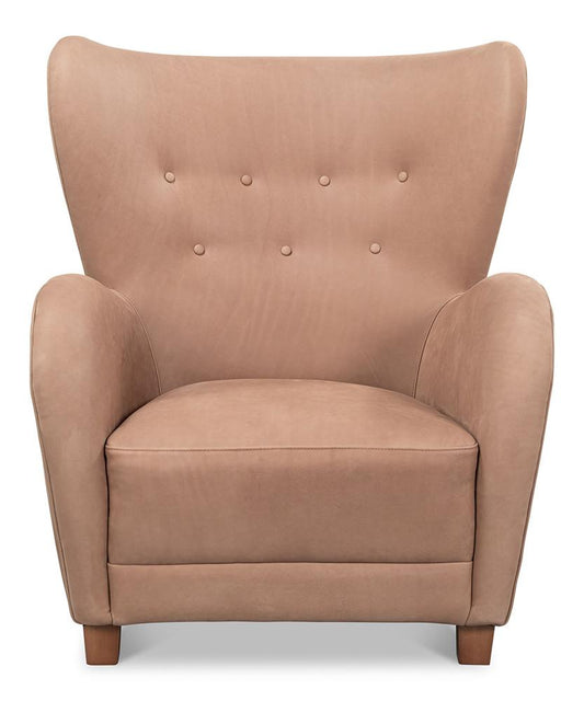 Sarreid Ltd - Lombard Wing Chair,Greece Grey Leather - 54237 veiw 2