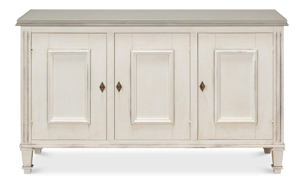 Sarreid Ltd - Louis Xvi Buffet,White/White,Gray Quartz in White - R059-37T15 view 2