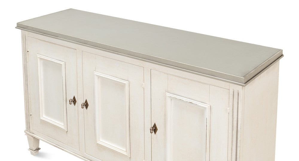 Sarreid Ltd - Louis Xvi Buffet,White/White,Gray Quartz in White - R059-37T15 view 4