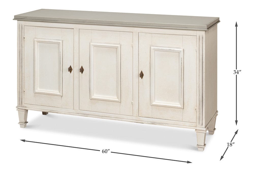 Sarreid Ltd - Louis Xvi Buffet,White/White,Gray Quartz in White - R059-37T15 view 15