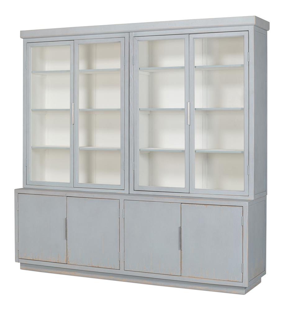 Sarreid Ltd - Maldives 4 Door Bookcase, Eros Blue - 53543 veiw 1