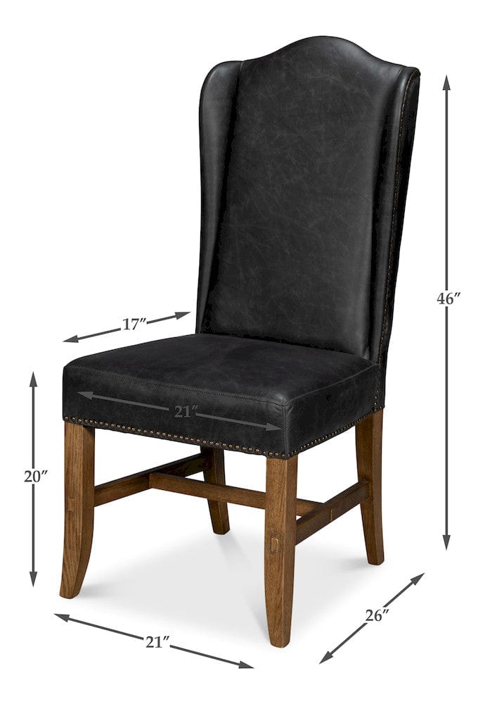 Sarreid Ltd - Mercado High Back Dining Chair, Black in Black - 54129 view 13