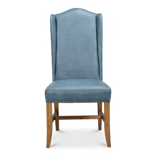 Sarreid Ltd - Mercado High Back Dining Chair,Blue (Set of 2) - 54130
