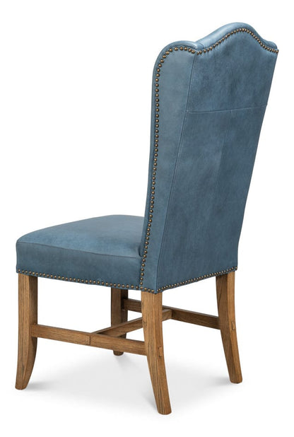 Sarreid Ltd - Mercado High Back Dining Chair,Blue (Set of 2) - 54130
