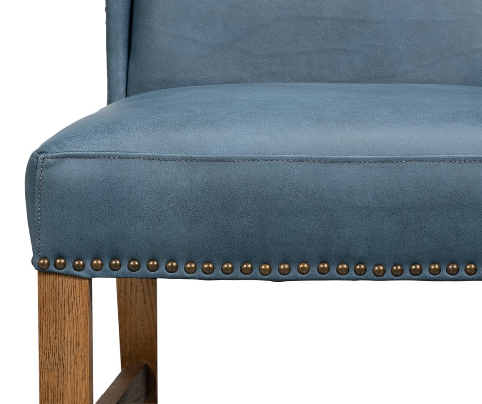 Sarreid Ltd - Mercado High Back Dining Chair,Blue (Set of 2) - 54130