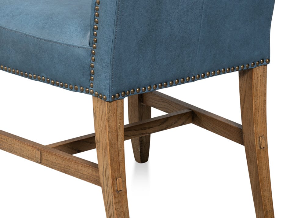Sarreid Ltd - Mercado High Back Dining Chair,Blue (Set of 2) - 54130