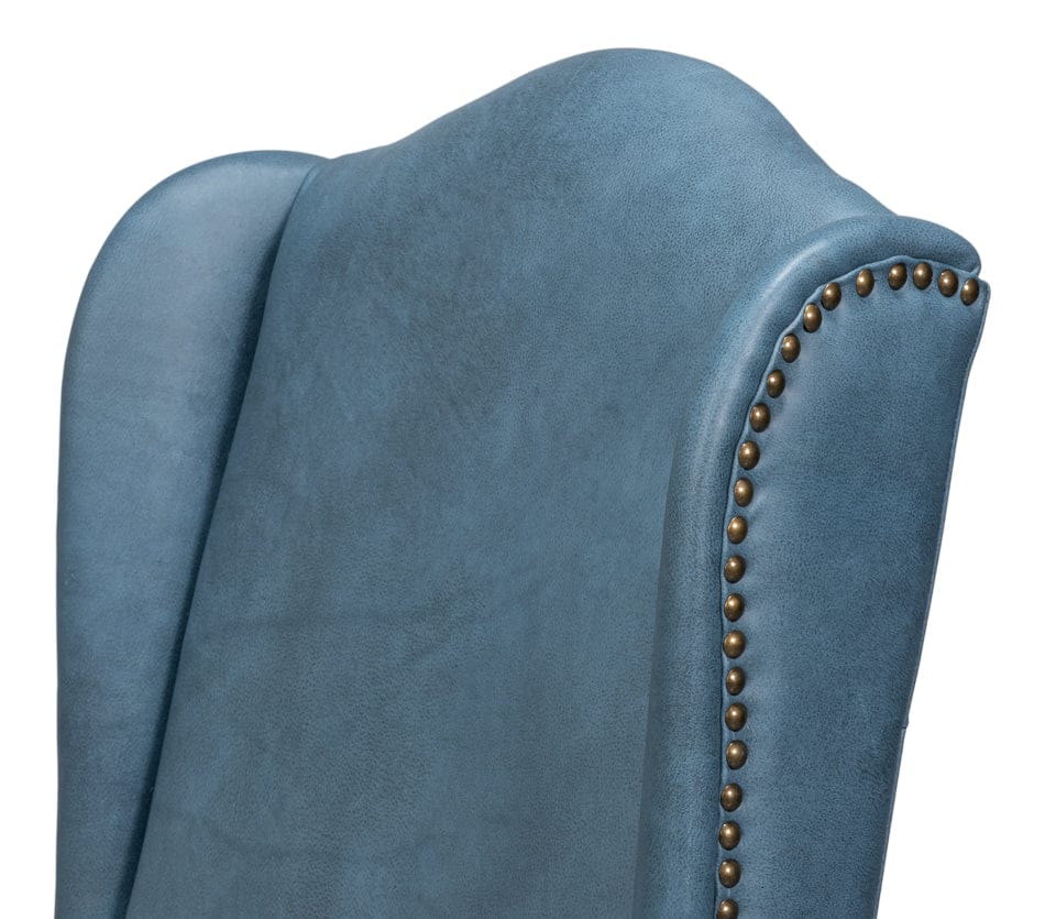 Sarreid Ltd - Mercado High Back Dining Chair,Blue (Set of 2) - 54130