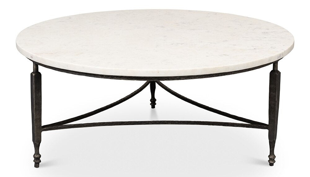 Sarreid Ltd - Mykos Round Coffee Table - White Marble - 53805 veiw 1
