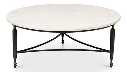 Sarreid Ltd - Mykos Round Coffee Table - White Marble - 53805 veiw 1