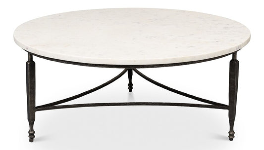 Sarreid Ltd - Mykos Round Coffee Table - White Marble - 53805 veiw 1