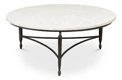 Sarreid Ltd - Mykos Round Coffee Table - White Marble - 53805 veiw 2