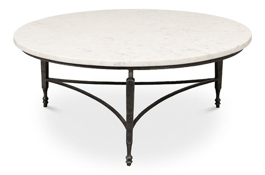 Sarreid Ltd - Mykos Round Coffee Table - White Marble - 53805 veiw 2
