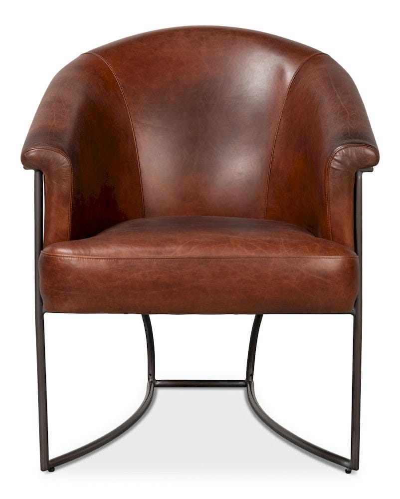 Sarreid Ltd - Nagel Distilled Leather Chair,Brown in Brown - 54187 view 2