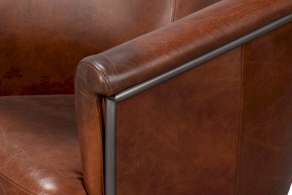 Sarreid Ltd - Nagel Distilled Leather Chair,Brown in Brown - 54187 view 6