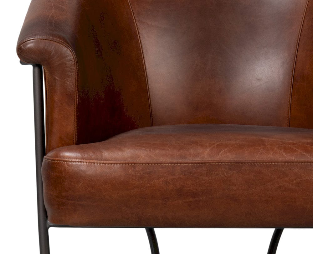 Sarreid Ltd - Nagel Distilled Leather Chair,Brown in Brown - 54187 view 9