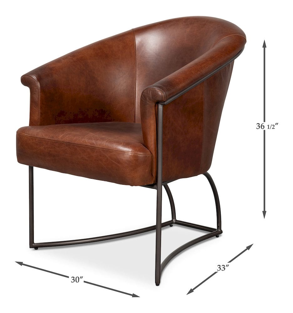 Sarreid Ltd - Nagel Distilled Leather Chair,Brown in Brown - 54187 view 13