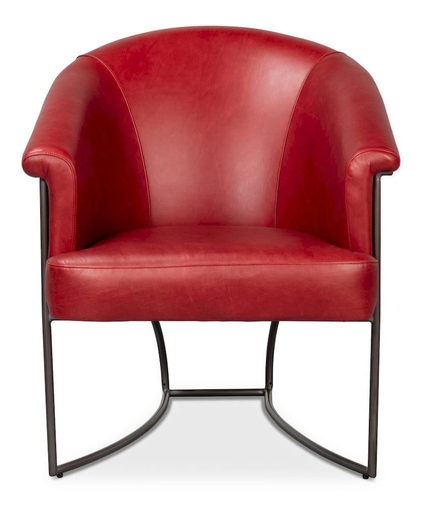 Sarreid Ltd - Nagel Distilled Leather Chair,New Rouge in Red - 54189 view 2