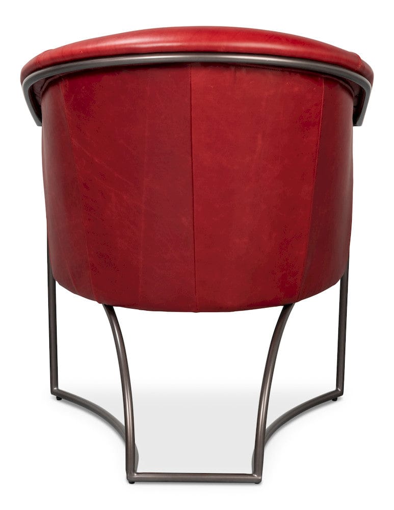 Sarreid Ltd - Nagel Distilled Leather Chair,New Rouge in Red - 54189 view 4
