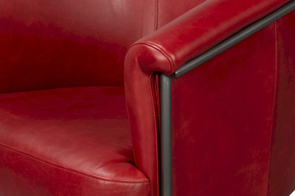 Sarreid Ltd - Nagel Distilled Leather Chair,New Rouge in Red - 54189 view 6