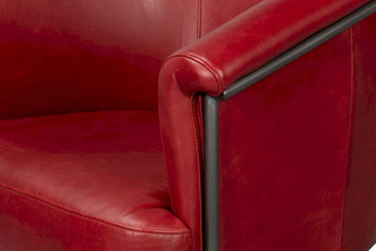 Sarreid Ltd - Nagel Distilled Leather Chair,New Rouge in Red - 54189 view 6