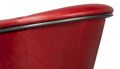 Sarreid Ltd - Nagel Distilled Leather Chair,New Rouge in Red - 54189 view 7