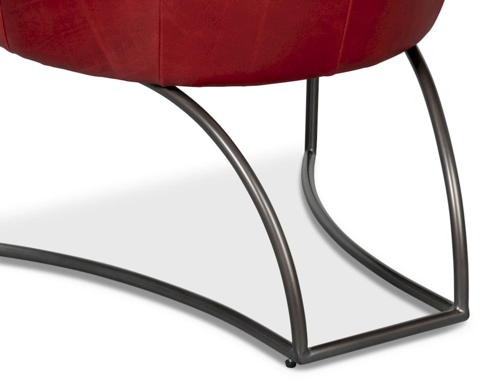 Sarreid Ltd - Nagel Distilled Leather Chair,New Rouge in Red - 54189 view 8