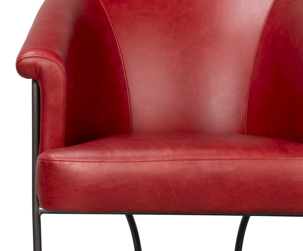 Sarreid Ltd - Nagel Distilled Leather Chair,New Rouge in Red - 54189 view 9