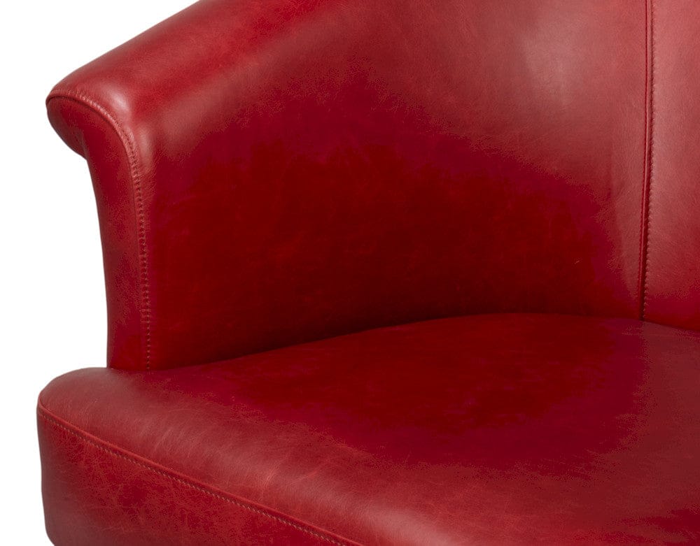 Sarreid Ltd - Nagel Distilled Leather Chair,New Rouge in Red - 54189 view 11