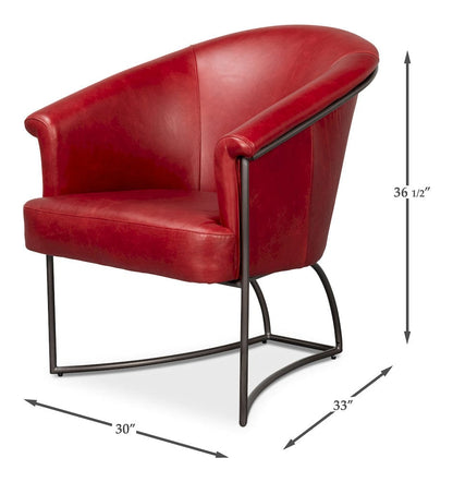 Sarreid Ltd - Nagel Distilled Leather Chair,New Rouge in Red - 54189 view 13