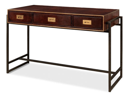 Sarreid Ltd - Old Brown Leather Desk - 53151 veiw 1