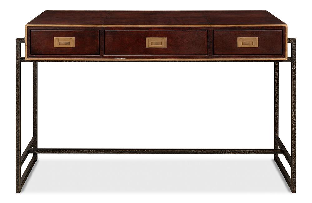 Sarreid Ltd - Old Brown Leather Desk - 53151 veiw 2