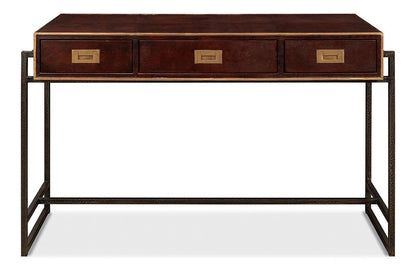 Sarreid Ltd - Old Brown Leather Desk - 53151 veiw 2