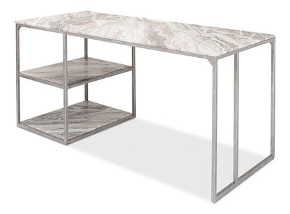 Sarreid Ltd - Open Desk With Shelves, Marble Top - 52874 veiw 1