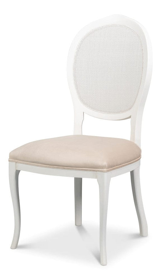 Sarreid Ltd - Oval Cane Back S/Chair, Cortina White in White - U093-08TV view 1