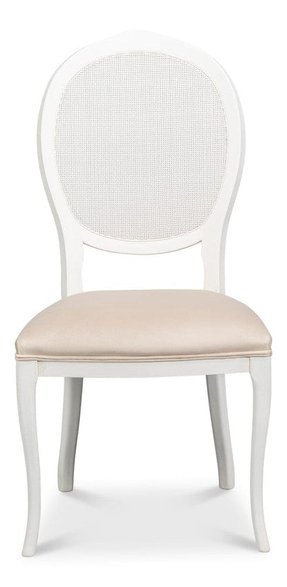 Sarreid Ltd - Oval Cane Back S/Chair, Cortina White in White - U093-08TV view 2