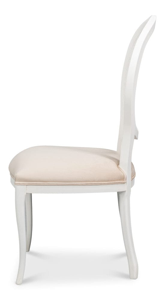 Sarreid Ltd - Oval Cane Back S/Chair, Cortina White in White - U093-08TV view 3