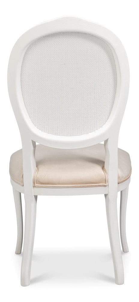 Sarreid Ltd - Oval Cane Back S/Chair, Cortina White in White - U093-08TV view 4