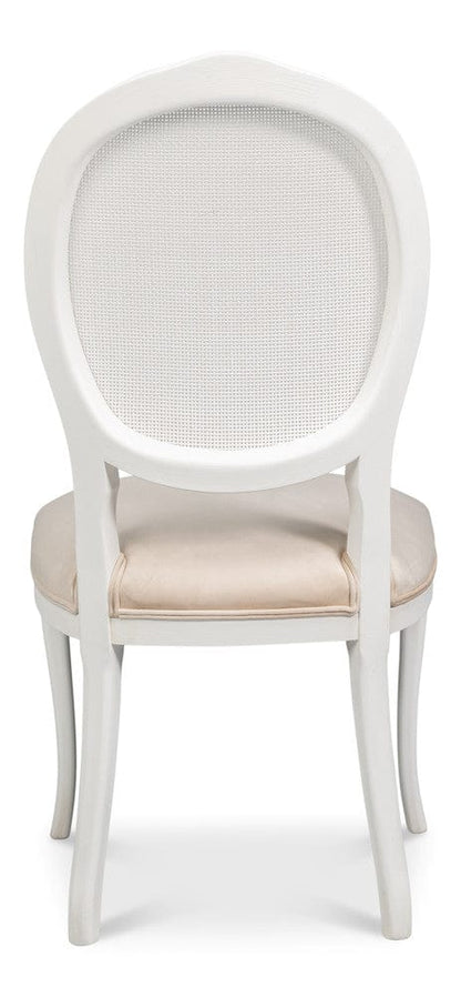 Sarreid Ltd - Oval Cane Back S/Chair, Cortina White in White - U093-08TV view 4