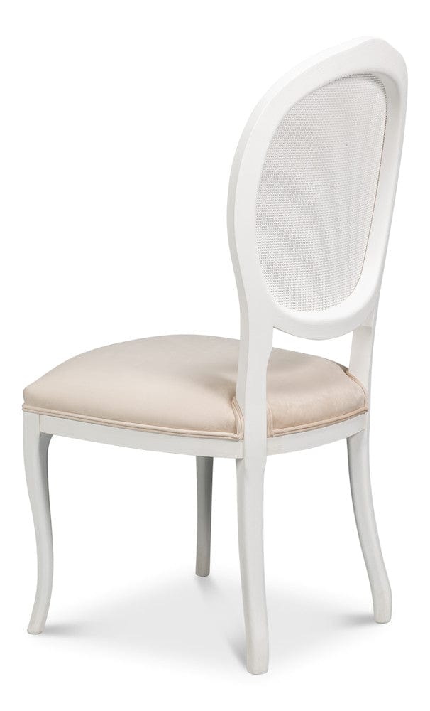 Sarreid Ltd - Oval Cane Back S/Chair, Cortina White in White - U093-08TV view 5